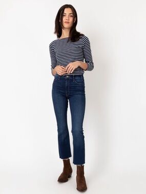 MOTHER The Hustler Ankle Fray High Rise Bootcut Jeans in Home Movies - 27